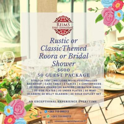 Classic themed bridal shower package
